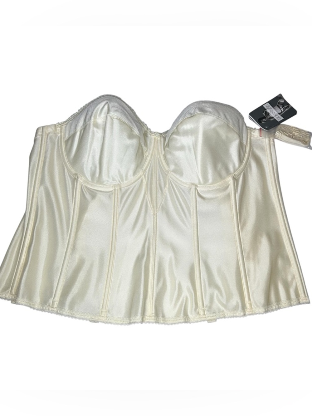 New Dominique Ivory Satin Longline Bustier Corset Bra 40DD
